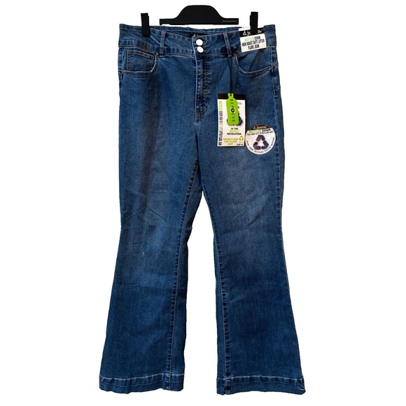 D. Jeans Butt Lifter High Rise Flare Blue Denim Womens size 14 NEW NWT Recycled - Picture 1 of 16